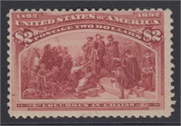 US Stamps #242 Mint HR with a crease and thin at b