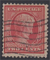 US Stamps #369 Used Blue paper Lincoln of 1909, wi