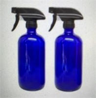2 16 oz Cobalt Blue Glass Bottles w/Spray Nozzles