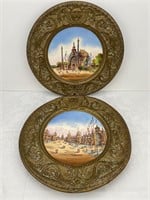 Pair of 1900 French Exposition Hand Painted Plates