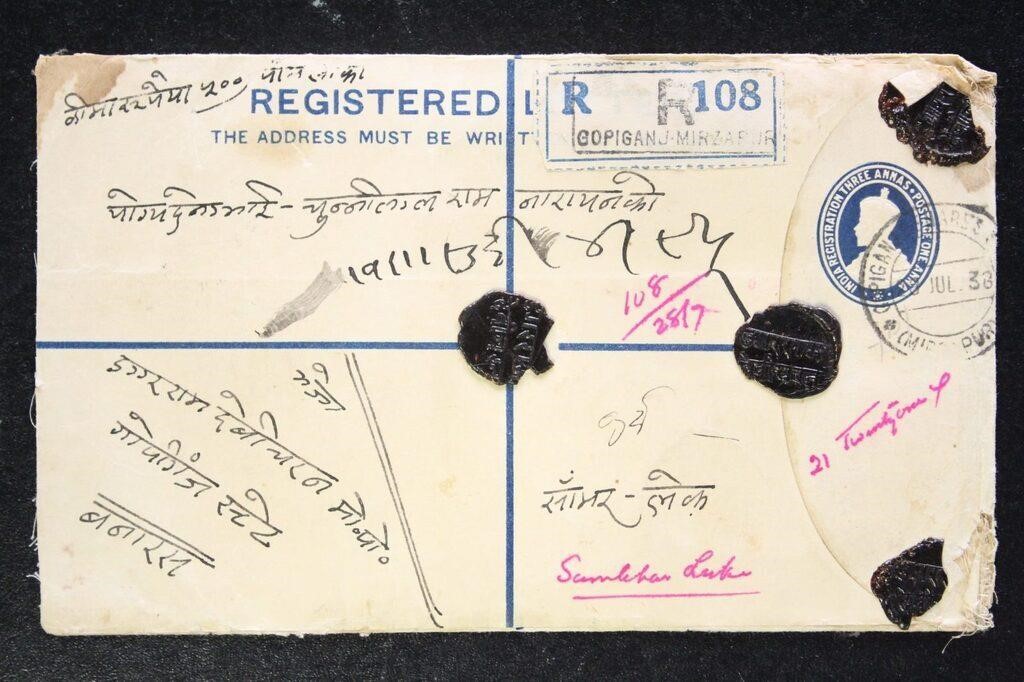India Stamps Registered Letter Envelope Uprated