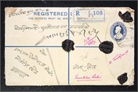 India Stamps Registered Letter Envelope Uprated