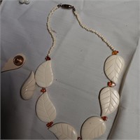 Ivory or bone Necklace & Earring Set