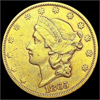1865-S $20 Gold Double Eagle LIGHTLY CIRCULATED