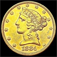 1884 $5 Gold Half Eagle UNCIRCULATED