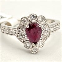 GIA Platinum Ruby & Diamond Ring