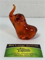 Amberina Glass Elephant Paperweight