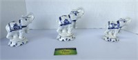 Blue and White Ceramic Elephant set