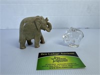 Elephant agate and glass elephant