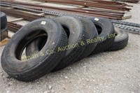 5 MISC. SEMI TRUCK TIRES, VARIOUS CONDITION