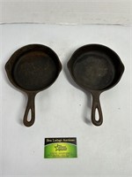 2 Wagner Cast Iron No. 3 Skillets