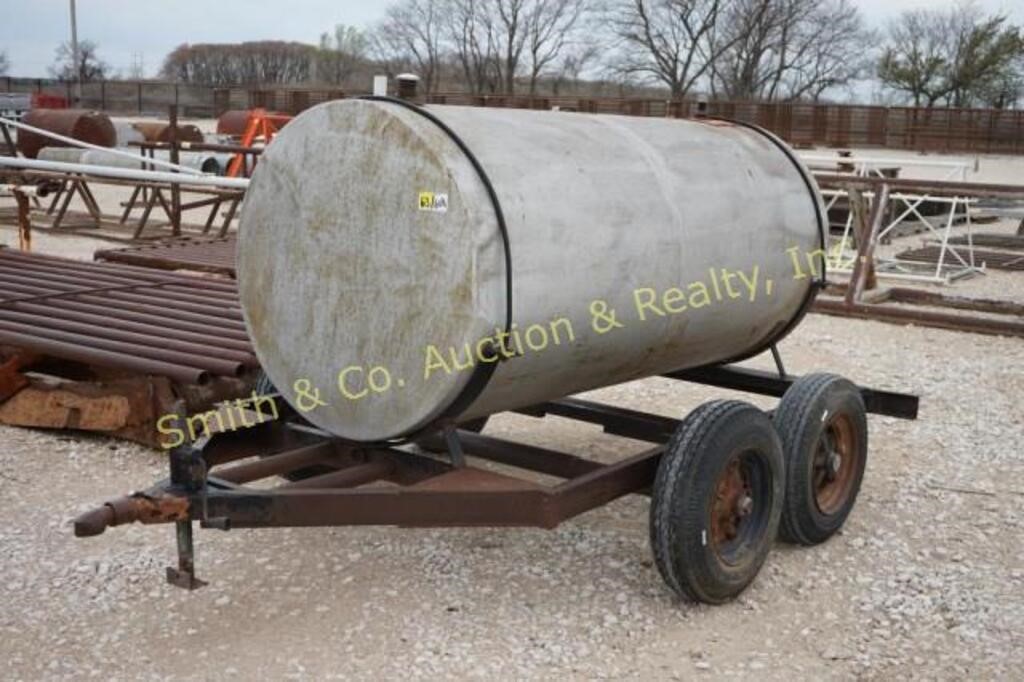 FUEL STORAGE TANK ON HOMEMADE DUAL AXLE TRAILER