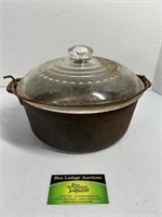 Unknown Brand Cast Iron Dutch Oven With Glass Lid