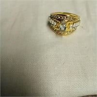 Gold Toned Ring with Clear Stones