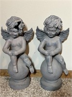 Pair of Plaster Cupid Statues