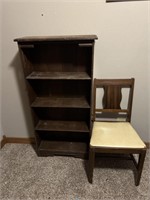 Wooden Bookshelf and Chair