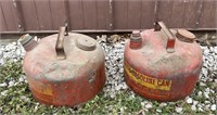 2 Red Metal Gasoline Cans