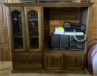 Wood Entertainment Center, 57” x 17” x 51”