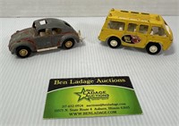 VW Bug and Bee Bus Tootsie Toy Cars