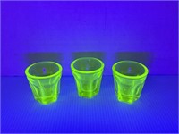 Yellow Uranium Glass Shot Glasses