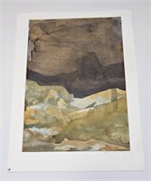 VINTAGE COLORED ETCHING SIGNED ABSTRACT