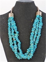 NAVAJO STERLING/TURQUOISE NUGGET NECKLACE