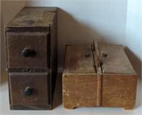 2 Drawer Wooden Sewing Box (5"×11"×11") &