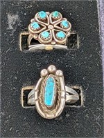 (2) STERLING & TURQUOISE RINGS