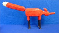 Folk Art Carved Wooden Red Fox