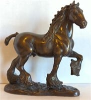 Heavy Bronze 8"T Clydesdale Horse