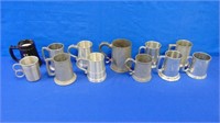 (12) Large Collection Of Pewter Beer Tankards,