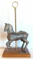 Vtg Brass Carousel House On Pole 12"T (Signed By