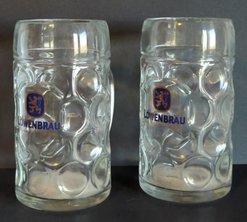 Lowenbrau LG 1 Liter Dimple Bar Pub Glass Mug