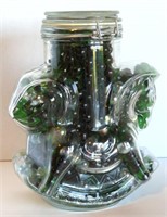 Vtg Hand Made Glass Rocking Horse Jar W/ Green