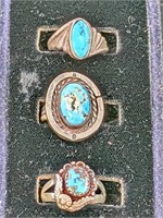 (3) STERLING & TURQUOISE RINGS