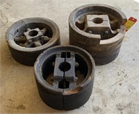 Primitive Wooden Belt Pulleys, 14x9in — 16x11in