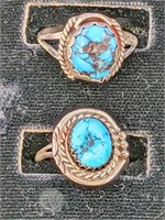 (2) STERLING & TURQUOISE RINGS