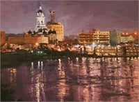 Curt Stanfield 18x24 Oil Night Shimmer, Ohio River