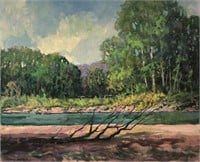 Tom Woodson 20x24 Oil Whitewater River Bank