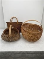 Lot Vintage Handmade Baskets