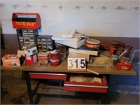Work Bench W/ Contents ~ Chain Saw ~ Light