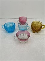 Lot of 5 Vintage Colored Glass Punch Cups
