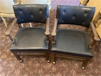 Leather grand lodge chairs on wheels