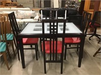 Decorative Glass top Wood Table 4 Chairs