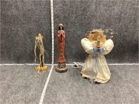 Wooden Figures and Angel Lamp