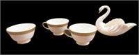 Lenox Swan With Matching Tea Cups