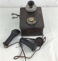 Vintage Wood Telephone with Guts