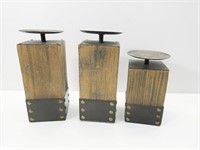 Wooden Candle Pedastals 8.5" & 6.5" Tall
