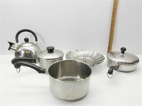 Tea Pot, Faberware & Reverware Pans