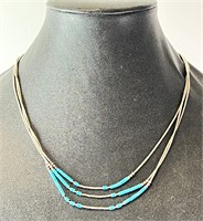 Vintage Native Liquid Silver/Turquoise Necklace